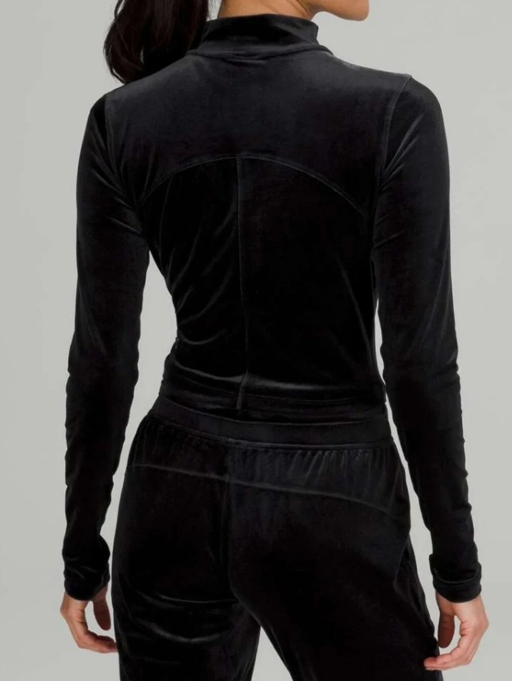 Lululemon All Aligned Mock Neck Long Sleeve Shirt *Crushed Velvet Black Size 4